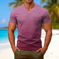 thumbnail image 2 of ZXLBBD Mens T-Shirts Short Sleeve Gradient Color V Neck Tee with Front Pocket Loose Breathable Beach Gym Workout Shirts Summer Outdoor Tshirts,Purple,4XL, 2 of 7