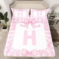 thumbnail image 2 of jejeloiu Cartoon Bow Knot Full Size Sheets,Letter H Print Bed Sheets For Girls Women 4 Pieces, 2 of 7