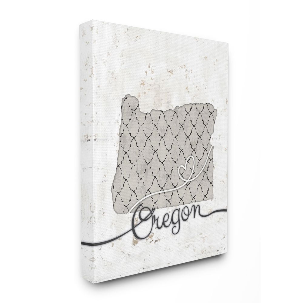 Stupell Industries Oregon Patterned Grey US State Design Canvas Wall Art by Ziwei Li