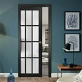 thumbnail image 4 of Slab Barn Door Panel Frosted Glass 12 Lites | Felicia 3312 Matte Black | Sturdy Finished Doors | Pocket Closet Sliding -32" x 84", 4 of 5