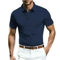 thumbnail image 3 of DDAPJ pyju Solid Golf Polos for Men Textured Polo Shirt Summer Casual Short Sleeve Collared Shirts Liquidación Rebajas Hoy Navy S, 3 of 4