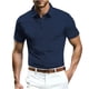 thumbnail image 1 of Camisas de Manga Corta de los Hombres Casual Malla de Hielo Seda de Manga Corta Cuello Color Sólido Camisa Poliéster, Verano Transpirable Moda Superior para Hombres, 1 of 3