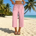 thumbnail image 2 of Posijego Women's Capri Pants Drawstring Elastic Waist Wide Leg Capris Summer Casual Cropped Loose Pants with Pockets S-3XL, 2 of 8