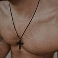 thumbnail image 3 of VNOX Mens Wooden Cross Necklace, Handmade Real Ebony Wood Cross Pendant for Men, Christian Crucifix Cross Necklace for Men, 24 Inch Stainless Steel Box Chain, 3 of 5