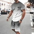 thumbnail image 1 of Men's Suits Product Category and Title Synthesis for Summer Tracksuit Plus Size Short Sleeve O Neck Athletic Casual Color Block Drawstring Waist Set, 1 of 4