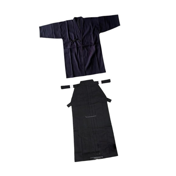 Thinsony Kendo Uniform Set Kendo Hakama Breathable Black Japanese Judo Blue Hakama Kimono 170cm Ninjas and Blue and Black 170cm