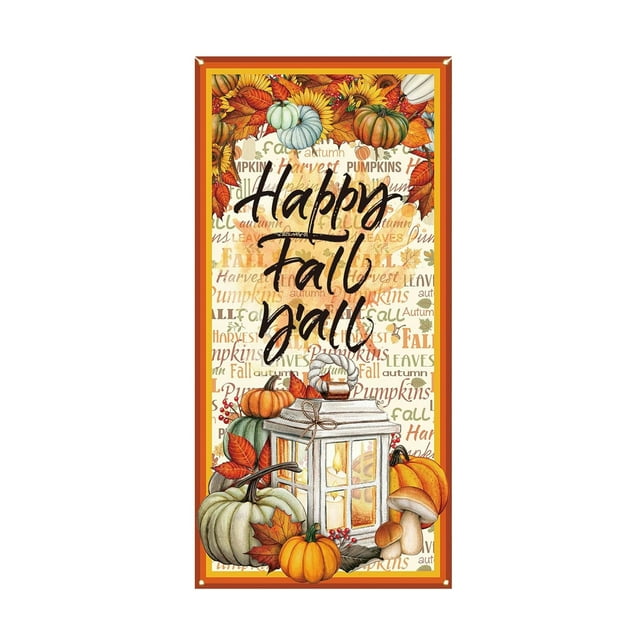 B Thanksgiving Photography Background With Maple Leaf Pumpkin Design Polyester Fabric And Portable Size For Party Photo Booth Holiday Decoration And Festive Display 35.43 X 70.87 Inches