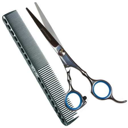 Professional Barber Razor Edge Hair Cutting Scissors/Texturing Shears-6 Inch-420 Stainless Steel,with Comb and Adjustable Finger