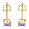 thumbnail image 4 of Clara Pucci 2Ct Alexandrite Emerald Cut VVS1 Screw Back Stud 14k Solid hypoallergenic Gold Designer Earrings For June, 4 of 7