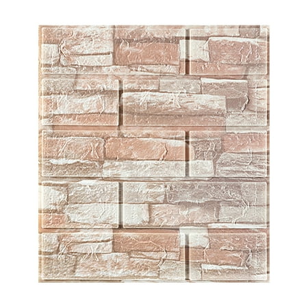 

NIUREDLTD Home Decoration New PE Foam 3D DIY Wall Decor Embossed Brick Stone Color Tile Splicing