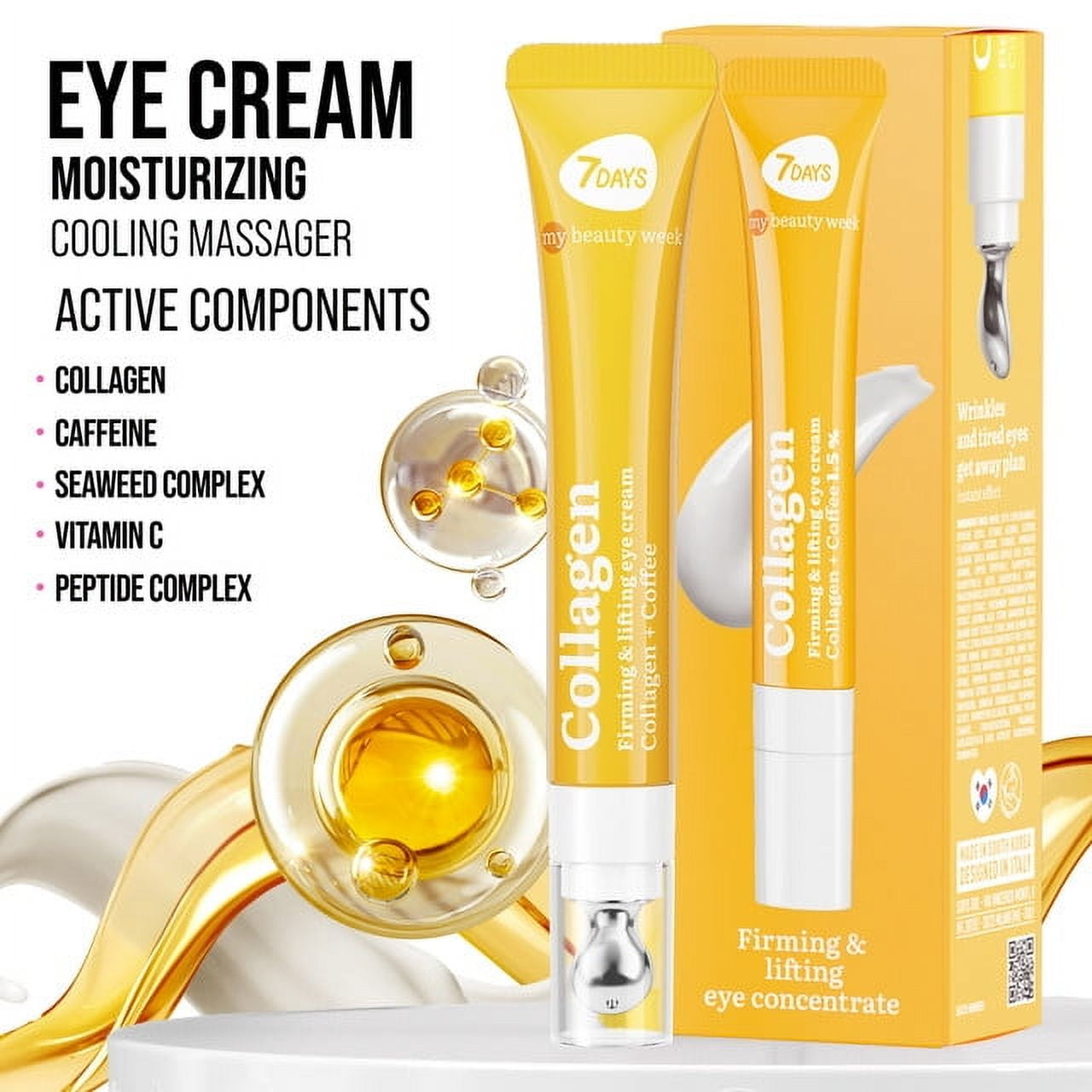 7DAYS Eye Cream with Collagen, Cooling Applicator, Brightening
