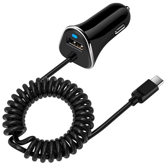 Car Charger,Car Charger Adapter USB C Type C Car Charger with Built-in Coiled Stretchable Car Cigarette Lighter Socket Usb C Charging Cable for Android Samsung Galaxy
