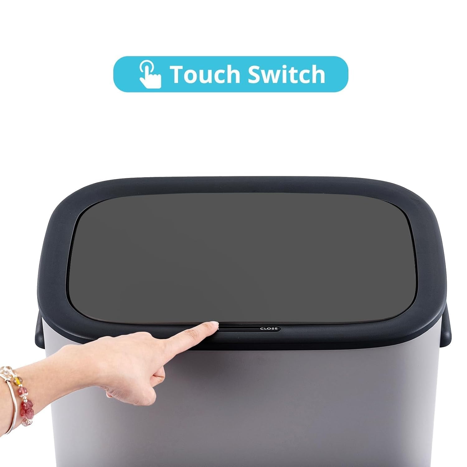 Motion Sensor Trash Can, 14.5 Gal / 55 L Automatic Garbage Can with Soft-Close Lid and Handle, Touchless Rectangle Waste Basket for Kitchen, Bathroom, Bedroom