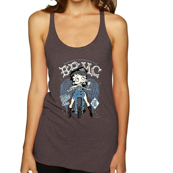Wild Bobby Biker Betty Boop MC Motorcycle Club 1930 Betty Boop Tri-Blend Racerback Tank Top, Brown, Small