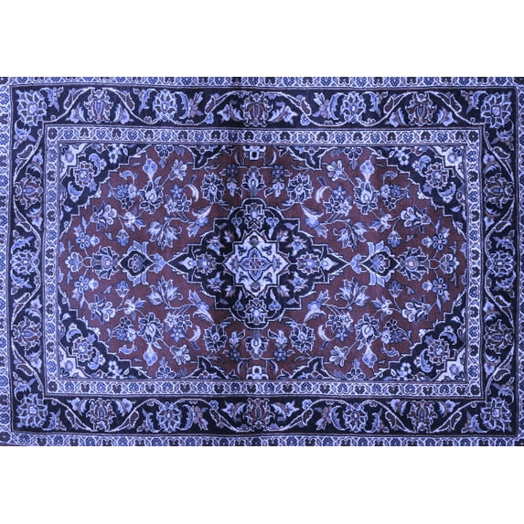 Ahgly Company Indoor Rectangle Medallion Blue Traditional Area Rugs, 4' x 6'