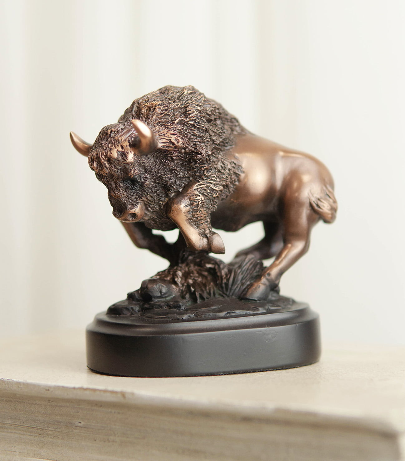 American Buffalo Bison in Grass Statue Sculpture Figurine 