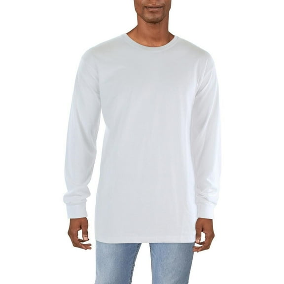 Galaxy by Harvic Men's White Solid Knit T-Shirt Medium B4HP