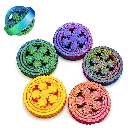 Hotpom 5Pcs 3D Printed Fidget Spinner Toys Calming Desk Toys for Office Classroom Student Sleek Modern Accessory Birthday Goodie Bag Fillers Party Favors