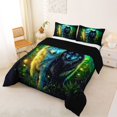 thumbnail image 2 of Manfei Wild Wolves Queen Comforter Set,Dark Moon Woodland Comforter Sets Queen,Green Black,Black Reversible,3 Pieces,1 Comforter and 2 Pillowcases, 2 of 7