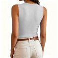 thumbnail image 4 of Sleeveless Tank Tops for Women Round Neck Ribbed Knit T Shirts Y2k Summer Fitted Going Out Shirts, M, 4 of 7