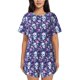 thumbnail image 1 of Balery Skull Purple Flower Conjunto de Pijama para Mujer con Estampado, Dos Piezas de Manga Corta y Shorts, Ropa de Dormir Suave con Cuello Redondo y Bolsillos-3X-Large, 1 of 6