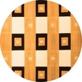 thumbnail image 1 of Ahgly Company Indoor Round Checkered Orange Modern Area Rugs, 6' Round, 1 of 1