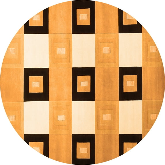 Ahgly Company Indoor Round Checkered Orange Modern Area Rugs, 6' Round