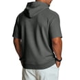 thumbnail image 4 of Big and Tall Hoodies for Men Short Sleeve Casual Fall Hoodie Shirt Kangaroo Pocket Dark Gray L, 4 of 8