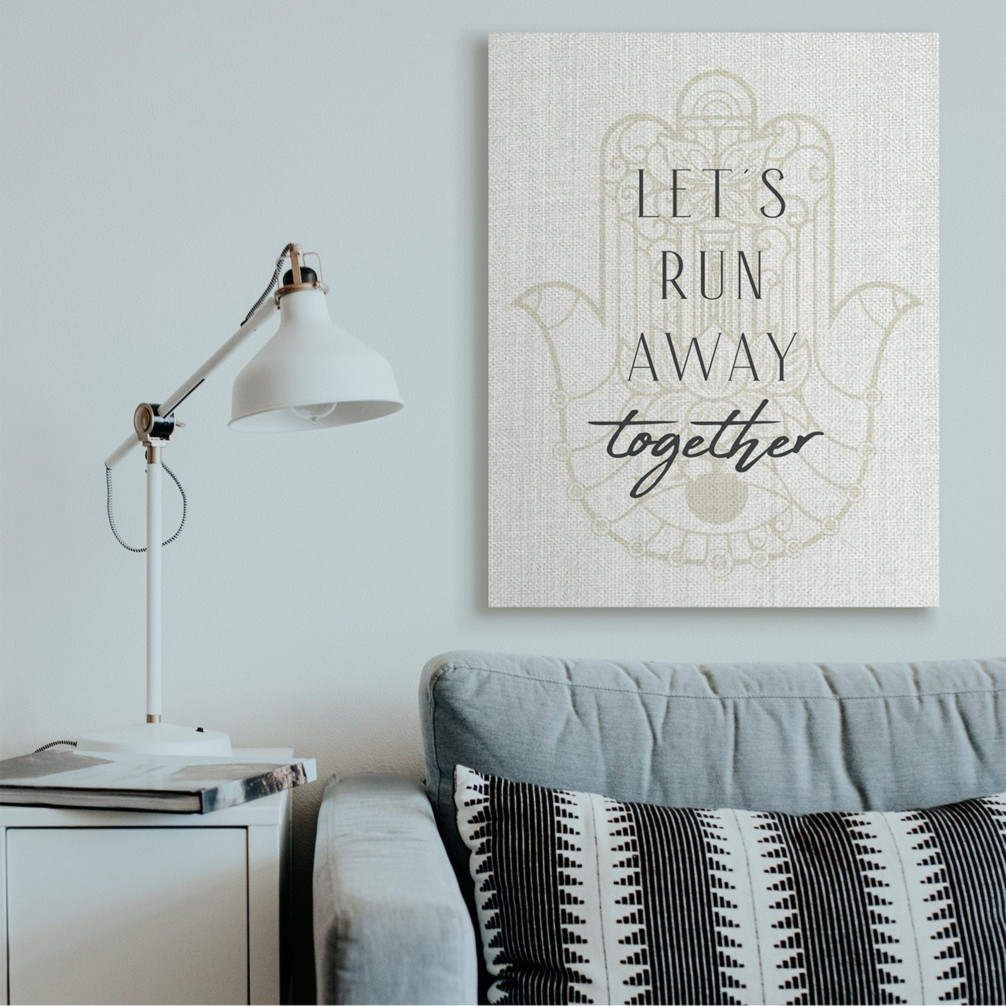 Stupell Industries Runaway Together Quote Moroccan Khmissa Inspired Pattern Canvas Wall Art by Daphne Polselli