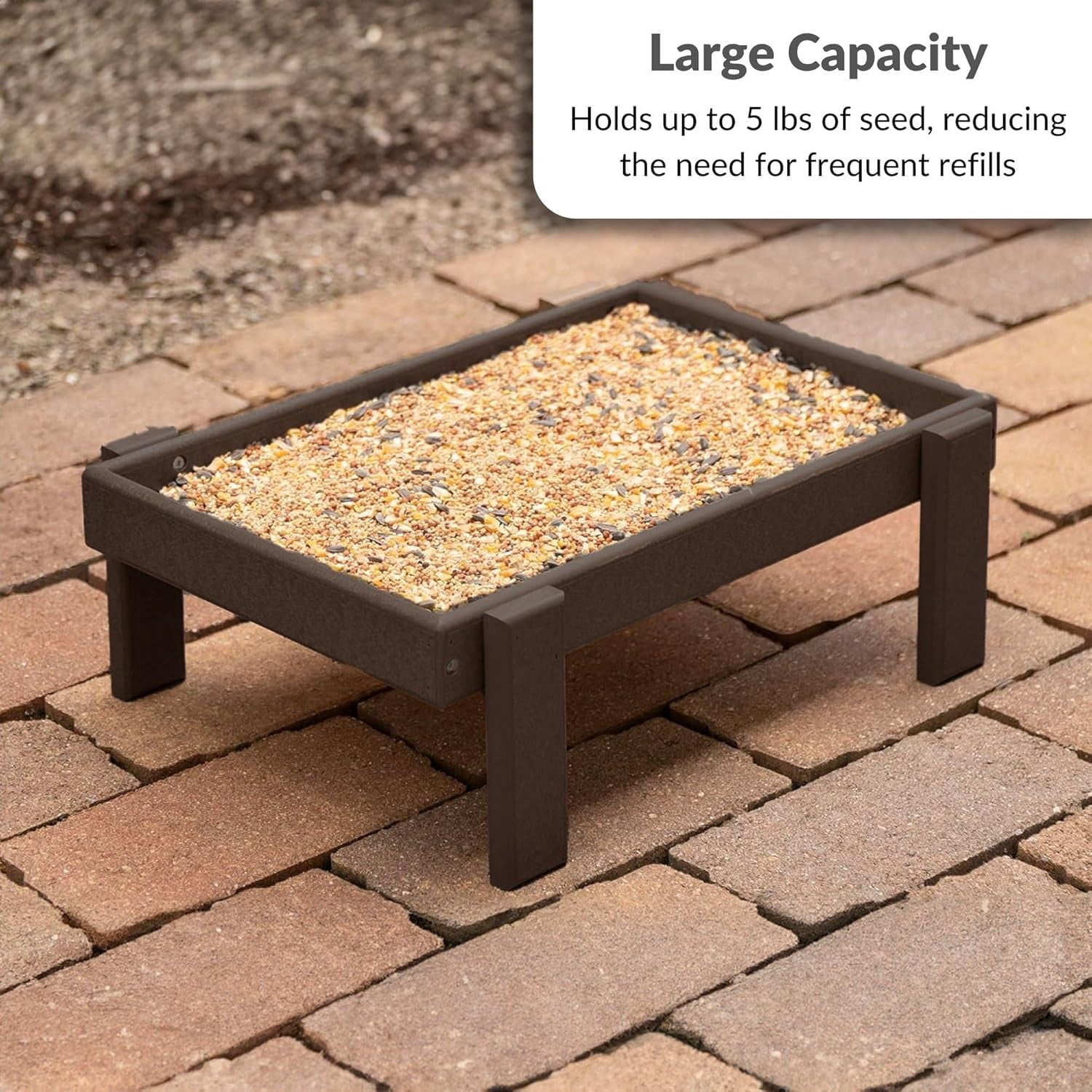 DutchCrafters Amish American Made Platform Bird Feeder, Free Standing Ground Bird Feeders for Outdoors, Feeder for Wild Birds, Squirrel, Gift for Birdwatchers (Milwaukee Brown with Reinforcement)