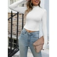 thumbnail image 3 of Vafful Women's Long Sleeve Shirts Mock Neck Crop Tops Ribbed Casual Fitted Basic T Shirt for Womens Shirts Solid Crops Tee Top S-XXL White, 3 of 8