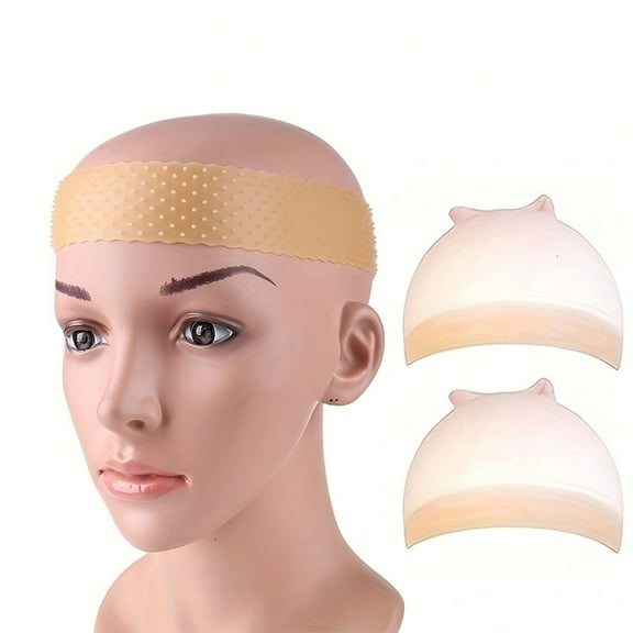 Adjustable Silicone Wig Headband  With HD Wig Cap Non Slip Wig Bands Seamless Wig Grip Band Strong Holder for Men Women Skin Color