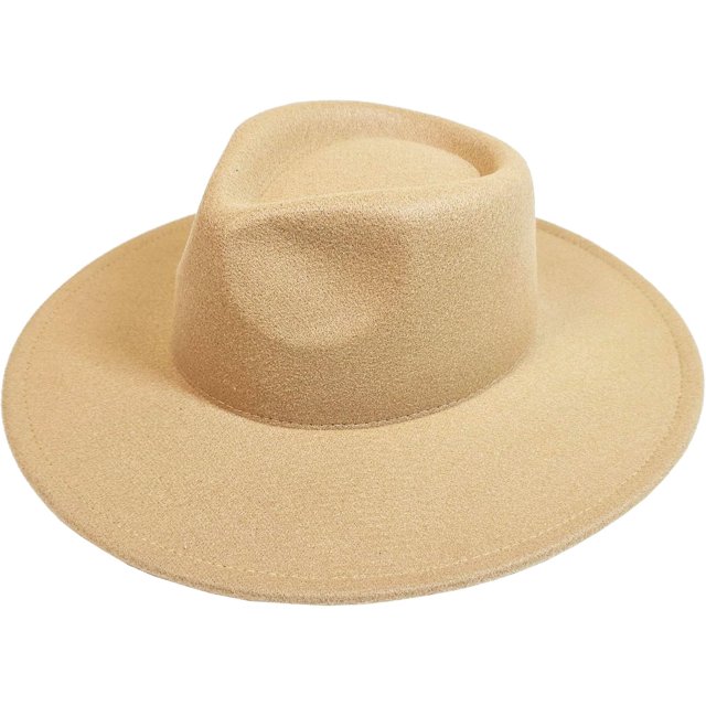 VERVE 8 Wide Brim Vegan Felt Rancher Hat - Women, Men, and Kids Fedora Style with Adjustable Inner Drawstring