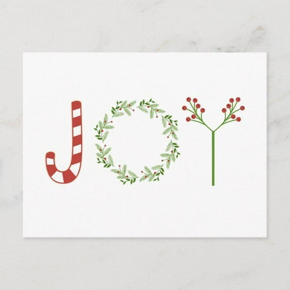 Christmas Joy Card with Candy Cane and Wreath Design – Blank Inside for Personalized Messages – Perfect Holiday Greeting for Friends and Family