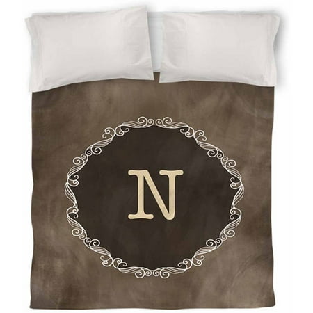 Idg Chalkboard Scroll Monogram Duvet Cover Neutral Walmart Com