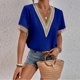 thumbnail image 3 of Blusa casual con cuello en V, manga corta con cuello en V Top de manga corta de crochet Top de manga corta con cuello en V Construido para el futuro, 3 of 5