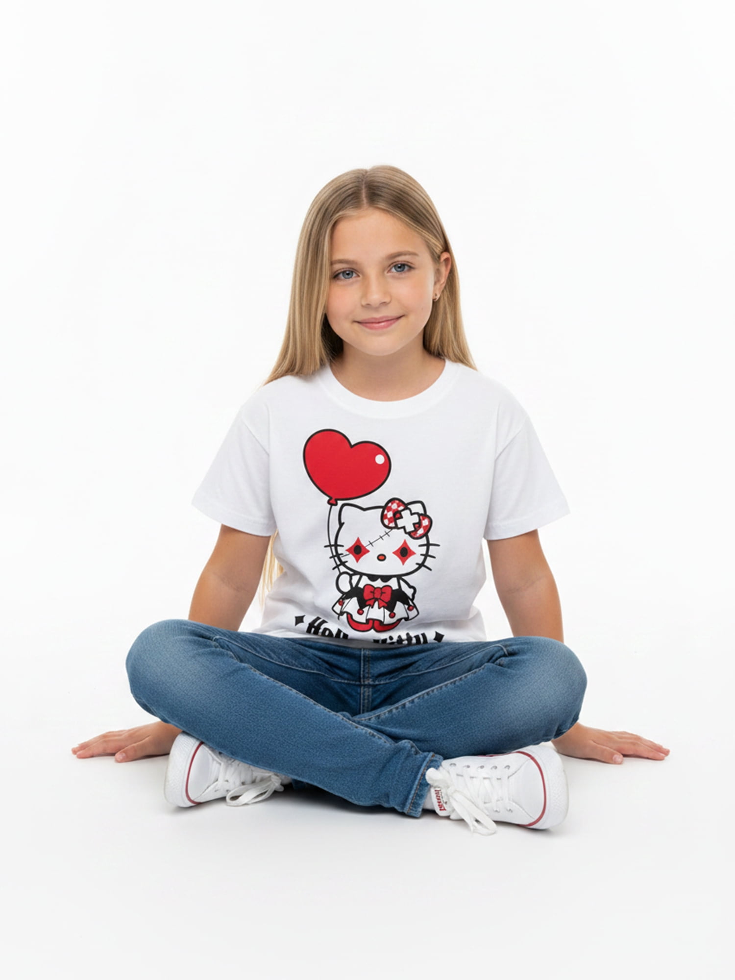 Sanrio, Girls' Short Sleeve T-Shirt, Goth Hello Kitty, Sizes 4-16