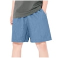 thumbnail image 2 of Maqroz Girls Denim Shorts Elastic Waist Casual Summer Jean Shorts Solid Color Soft Comfortable Bottoms 2-14 Years, 2 of 7