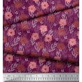 thumbnail image 2 of Soimoi Silk Fabric Leaves & Floral Artistic Printed Craft Fabric by The Yard 42 Inch Wide, 2 of 3