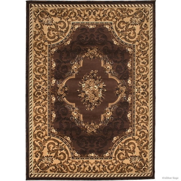 Allstar Rugs Allstar Woven Floral Printed Rug Chocolate 5' 2"x7' 1" N/A 5' x 8' berber