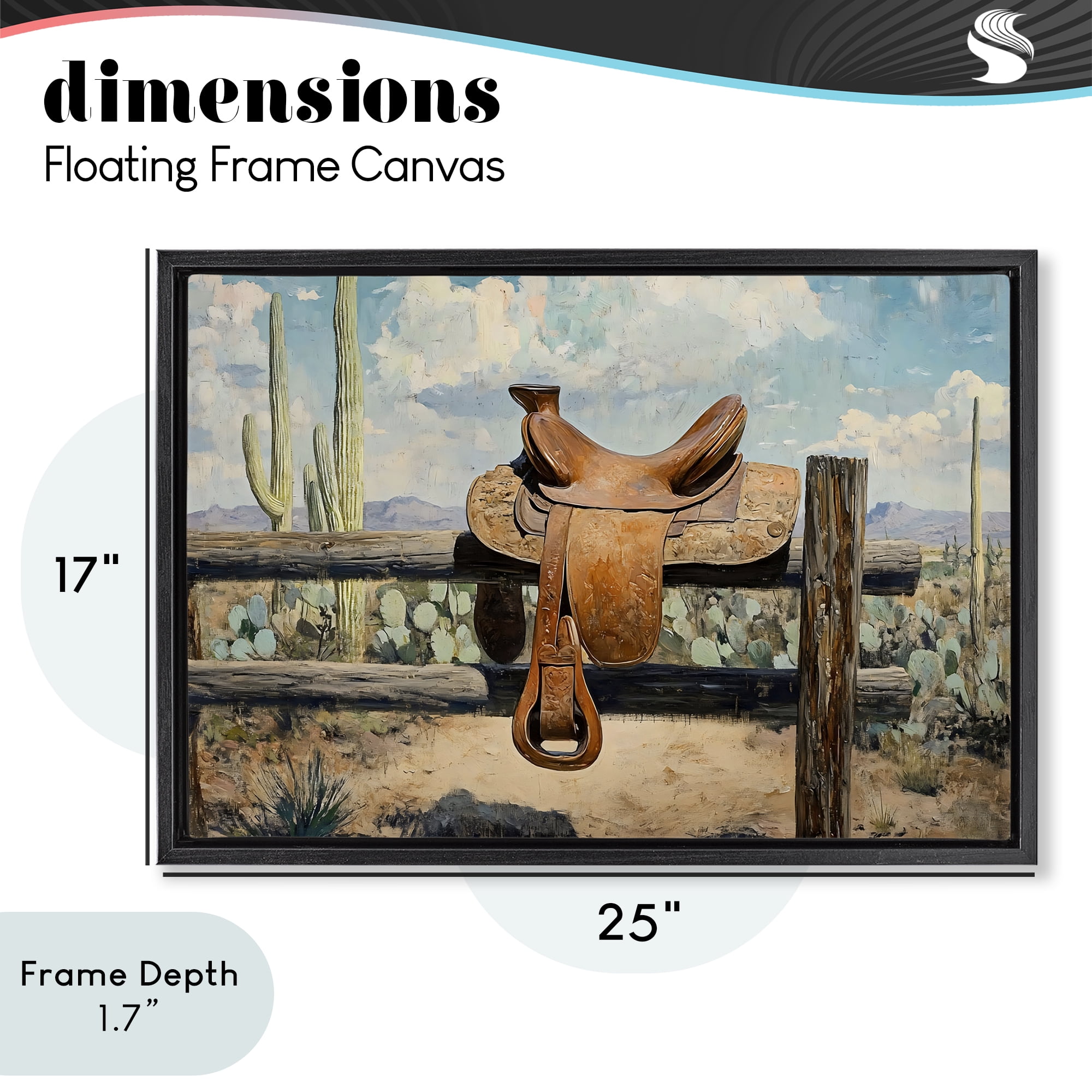 Stupell Industries Saddle on Desert Fence Black Framed Floater Canvas Wall Art, design by Franklyn Gregory