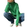 thumbnail image 4 of Seyurigaoka Women Loose Sweater Shirts Long Sleeve High Neck Knitwear Winter Casual Party Street Pullover Tops, 4 of 6