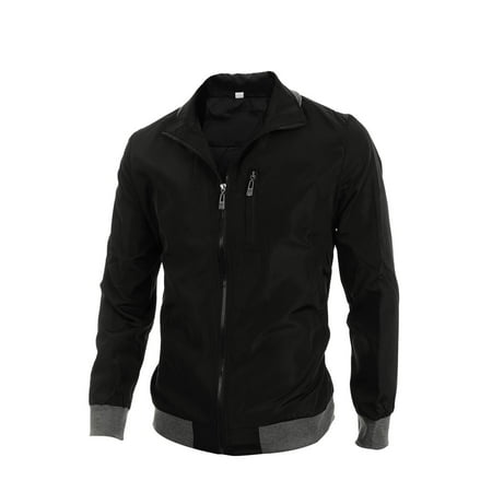 Storm Fit Convertible Jacket - Unique Bargains Men's Convertible Collar Zip Up Two Pockets Slim Fit Jacket