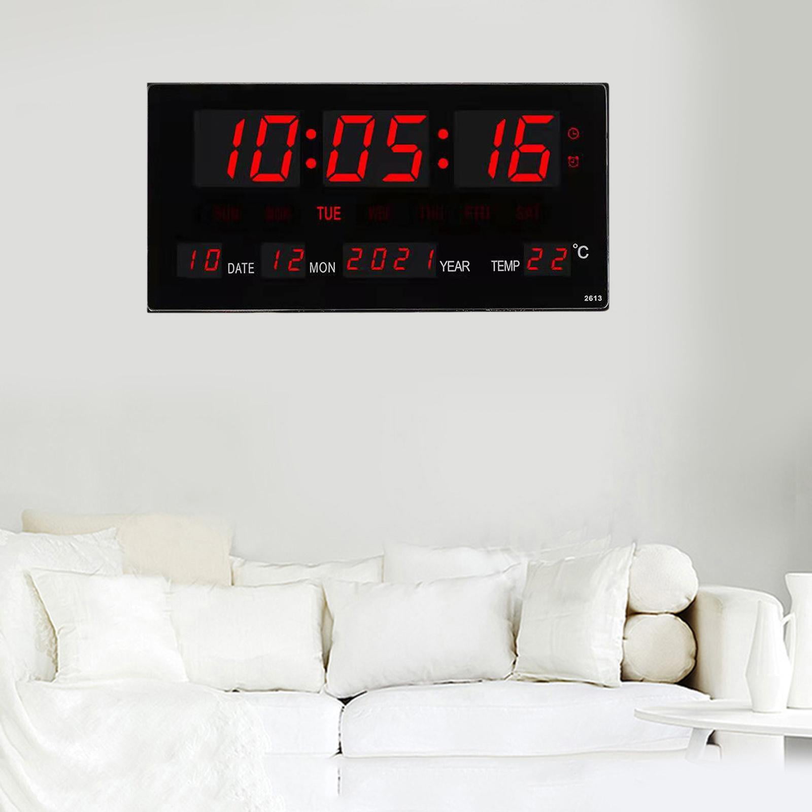 Large Screen Digital Wall Clock W/ Temperature Calendar LED 12/ Large Number Display Alarm Clocks for Table, Office,Restaurant ,Hotel Decor