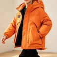 thumbnail image 3 of HAOTAGS Boys Outdoor Windbreaker (5-15) Casual Hooded Zipper Warm Winter Quilted Coat Orange Size 7, 3 of 6