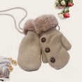thumbnail image 5 of Kripyery 1 Pair Thickened Fleece Lining Winter Gloves with Anti-lost Rope Buttons Decor Solid Color Baby Knitting Mittens Costume Accessories, 5 of 8