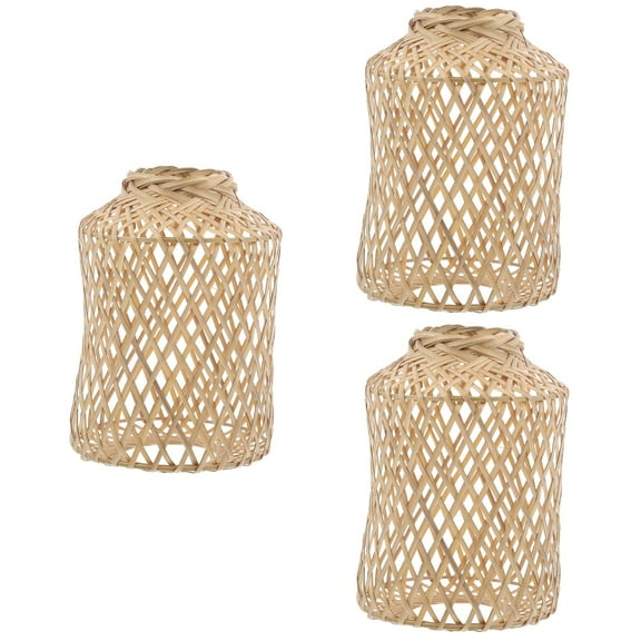 Hemoton 3pcs Woven Pendant Lamp Shades Covers for Chandelier Light Fixtures Natural Lampshades