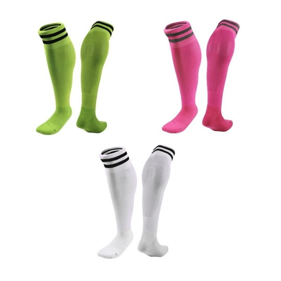 Lian LifeStyle 3 Pairs Knee High Sports Socks for Soccer, Softball, Baseball, Soccer, and Many Other Sports XL002 Size S Green,Rose,White