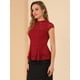 thumbnail image 4 of INSPIRE CHIC INSPIRE CHIC Blusa De Encaje Rojo Con Mangas Casquillo Y Cuello Simulado De Crochet Floral Para Mujer Rojo M, 4 of 6