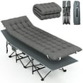 thumbnail image 1 of Outsunny Lit de Camp pour Adultes avec Coussin, Lit Pliant, Gris Foncé, 1 of 10